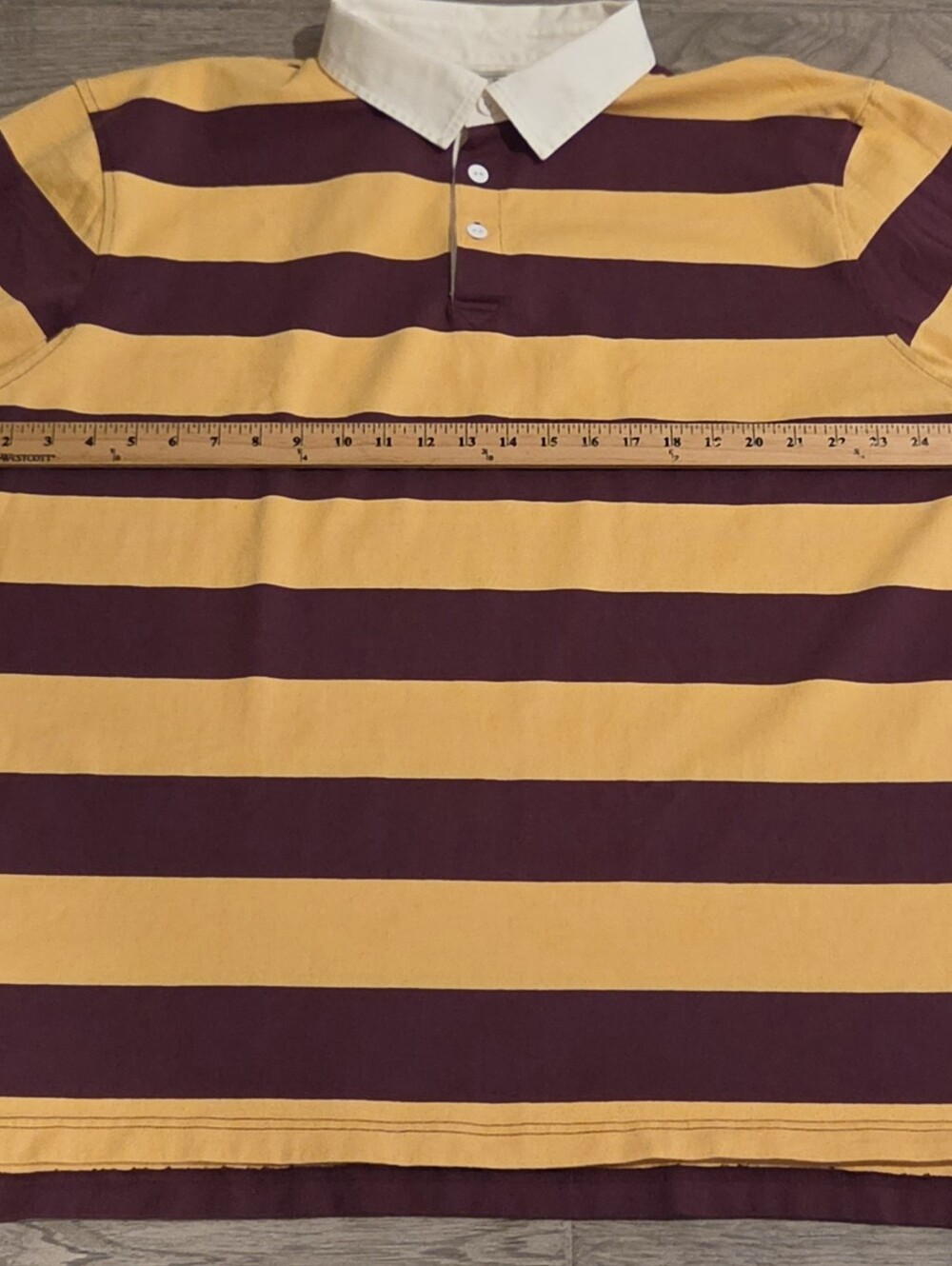 NWOT LL Bean Rugby Jersey - Wedding Crashers Maroon Gold Stripe - Size XXL Tall - Picture 7 of 8